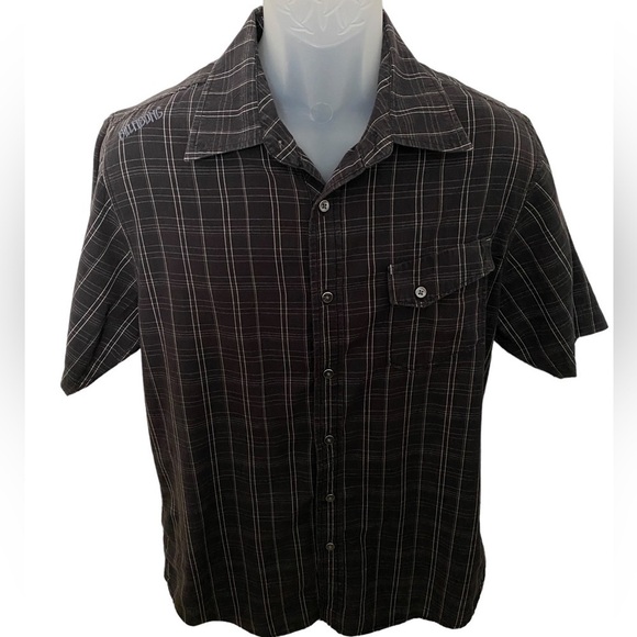 BILLABONG Striped Short Sleeve Collared Shirt Men L Large - Picture 1 of 8